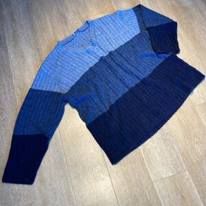 MKM Designs Blue Colorblock Sweater, striped knit